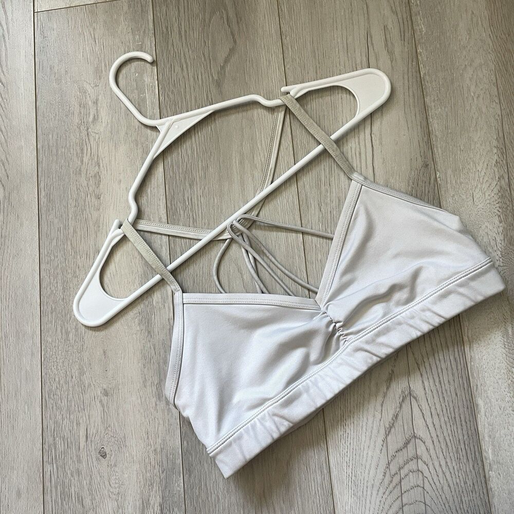 Alo Sports Bra scrunch strappy back womens White (medium) activewear yoga gym